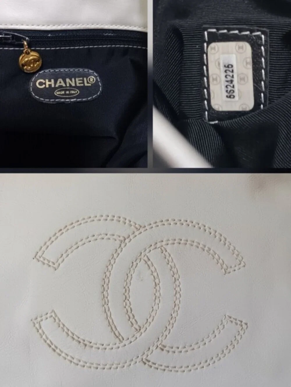 Chanel Vintage  Black & White Lambskin CC Shopper Tote 1997-1999 ✨️💕